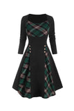 Gingham Printed Waist-Up Halloween Retro Dress