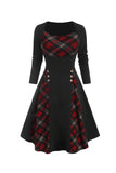 Gingham Printed Waist-Up Halloween Retro Dress
