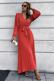 Long Sleeves Ruffles Casual Dress with Belt