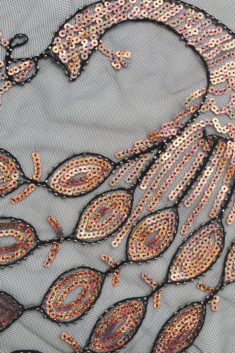 Black Sequined Peacock 1920s Cape