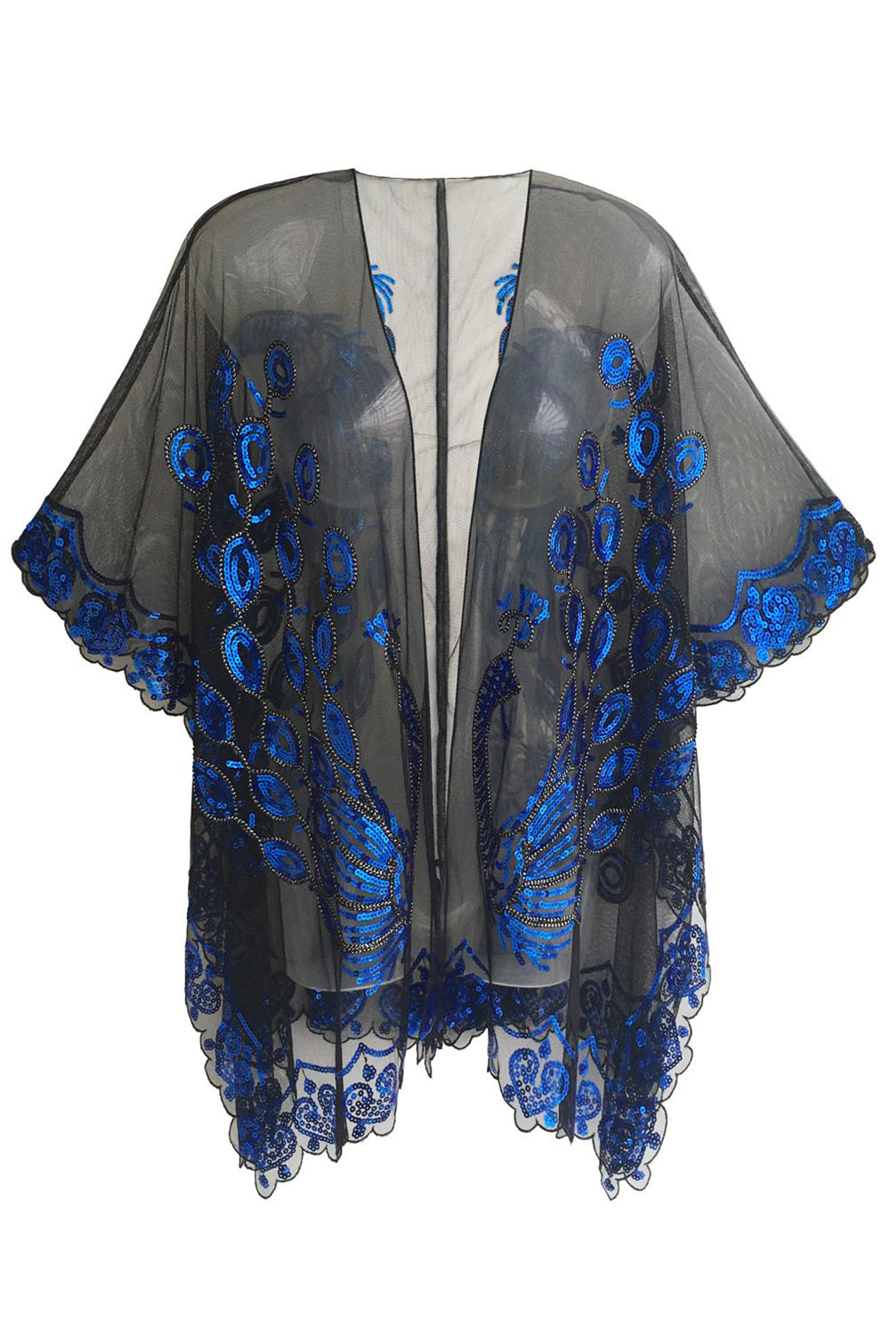 Black Sequined Peacock 1920s Cape