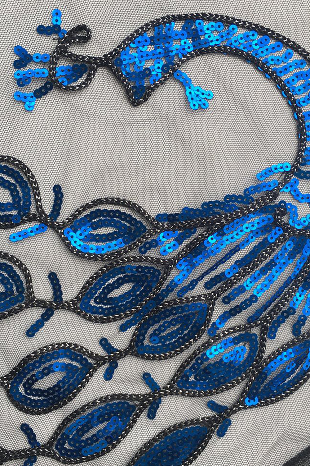 Black Sequined Peacock 1920s Cape