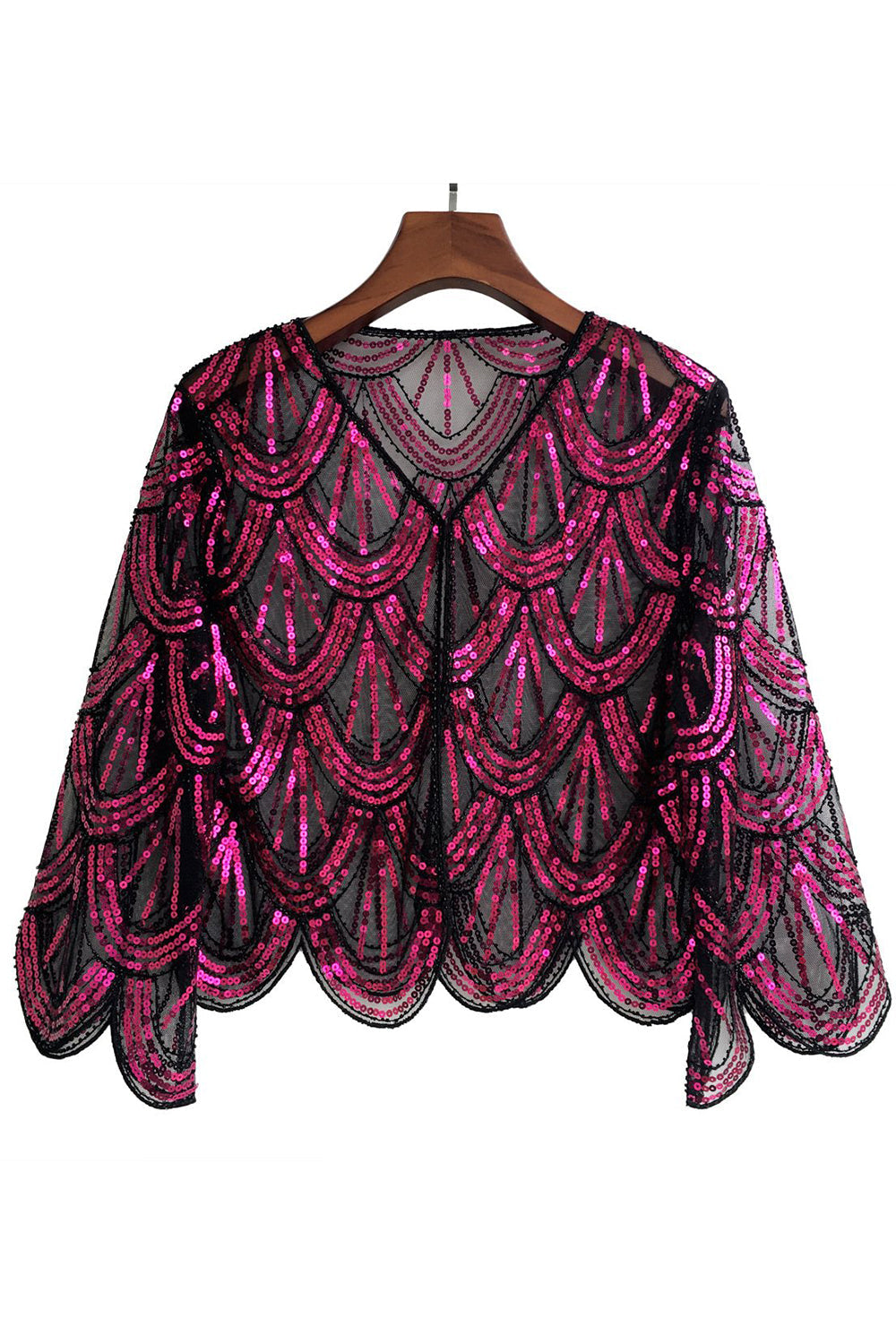 Sequined Black Fuchsia 1920s Cape