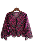 Sequined Black Fuchsia 1920s Cape