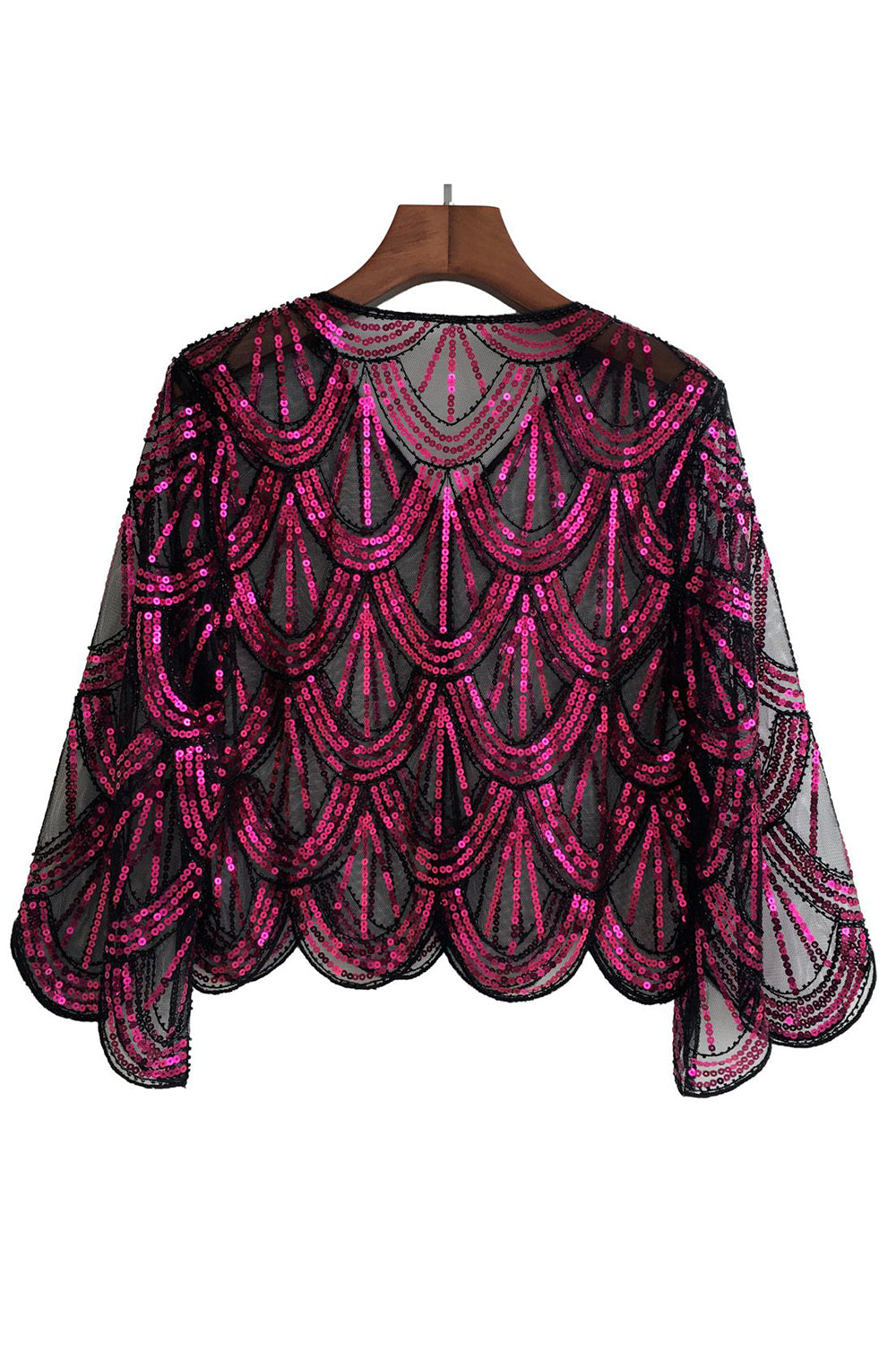 Sequined Black Fuchsia 1920s Cape
