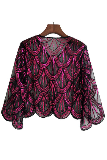 Sequined Black Fuchsia 1920s Cape