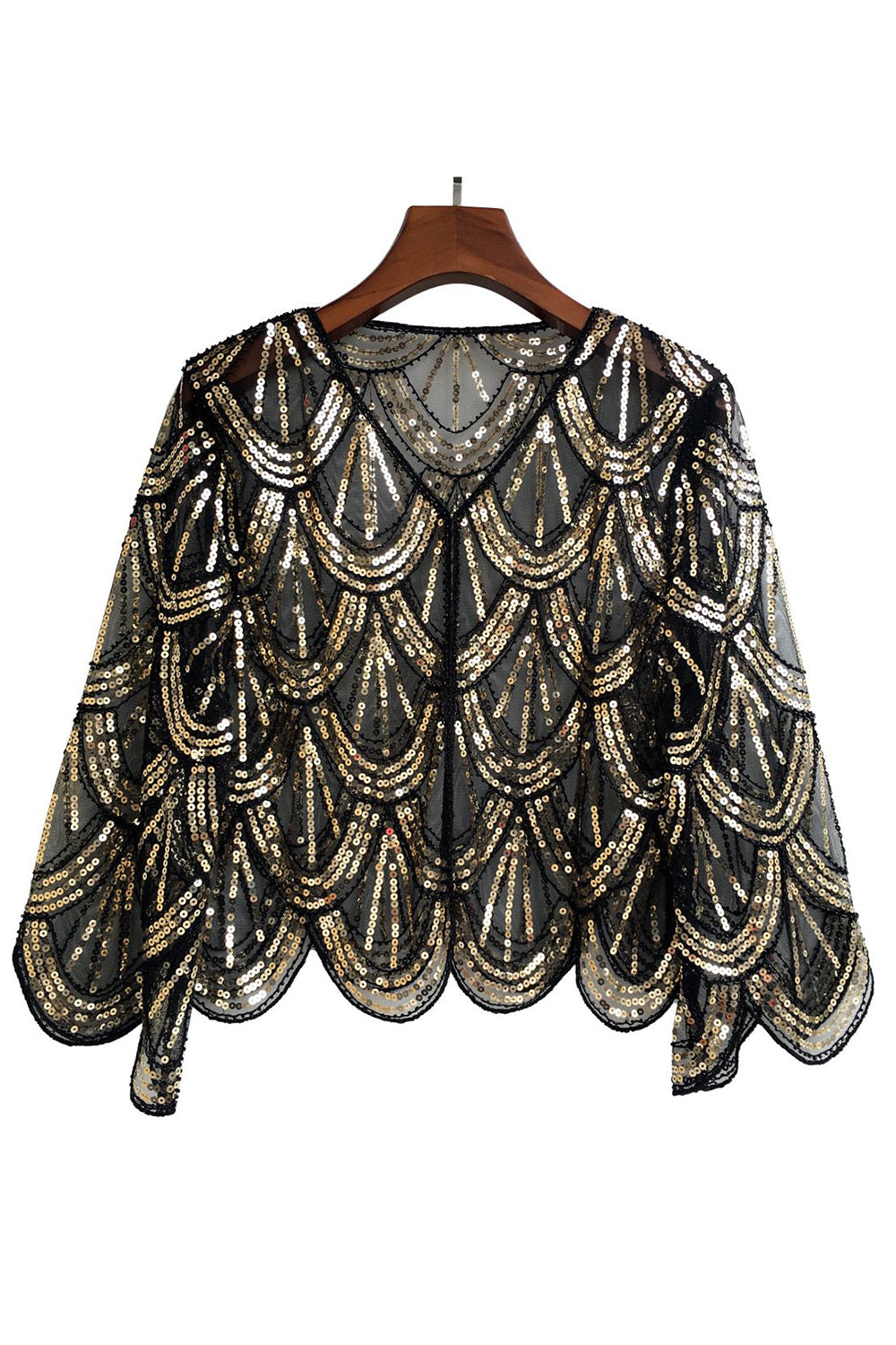 Sequined Black Fuchsia 1920s Cape