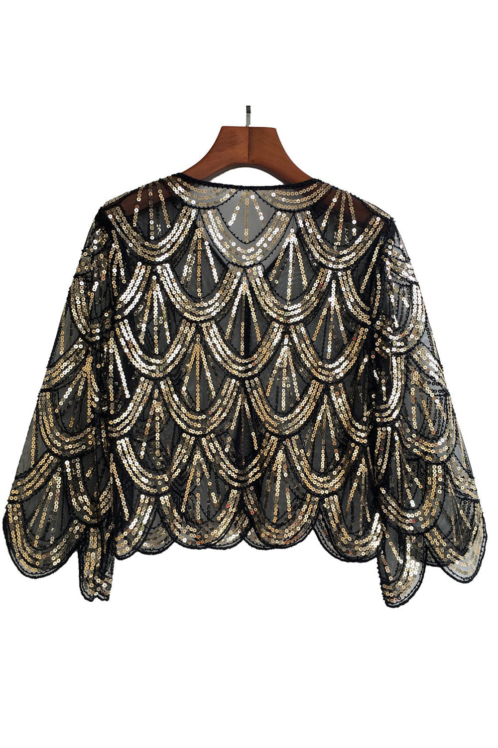 Sequined Black Fuchsia 1920s Cape