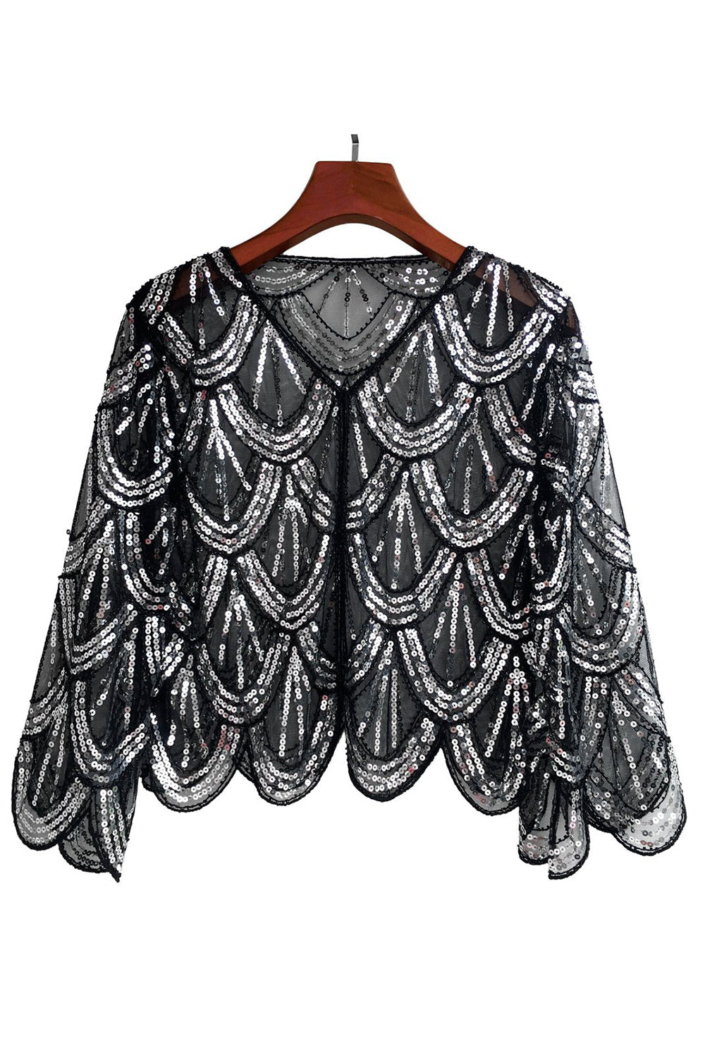 Sequined Black Fuchsia 1920s Cape