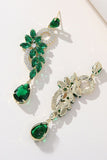 Green Rhinestone Beaded Formal Earrings