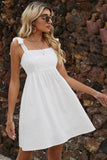 White Spaghetti Straps A Line Mini Graduation Dress