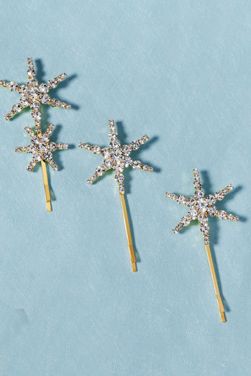 Simple Star Golden Rhinestones Hair Clip