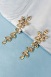 Vintage Simple Rhinestone Gold Leaf Earrings