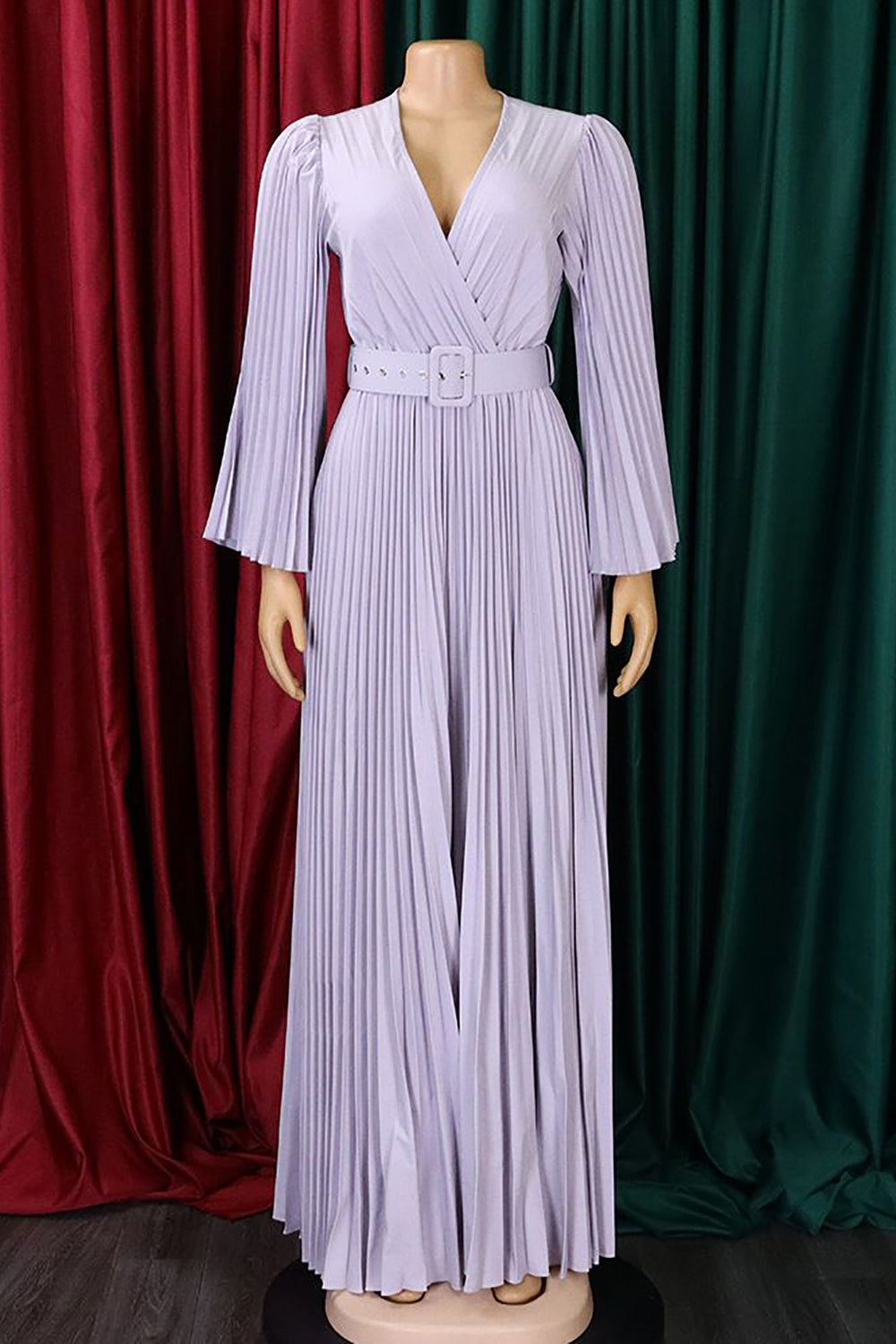 Sky Blue Pleated Long Wedding Guest Dress