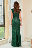 Dark Green Sequins Glitter Formal Dress