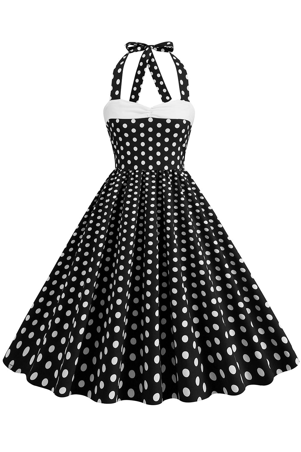 Red Halter Polka Dots 1950s Dress