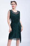 Black Glitter Sequins Flapper Dress with Fringes