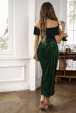 Brown Off the Shoulder Bodycon Work Dress