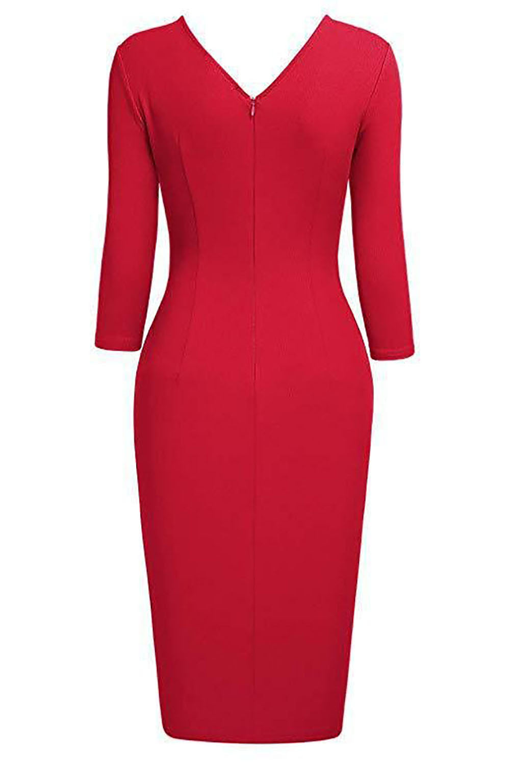 Black Bodycon Knee-Length 3/4 Sleeve Party Dress With Belt