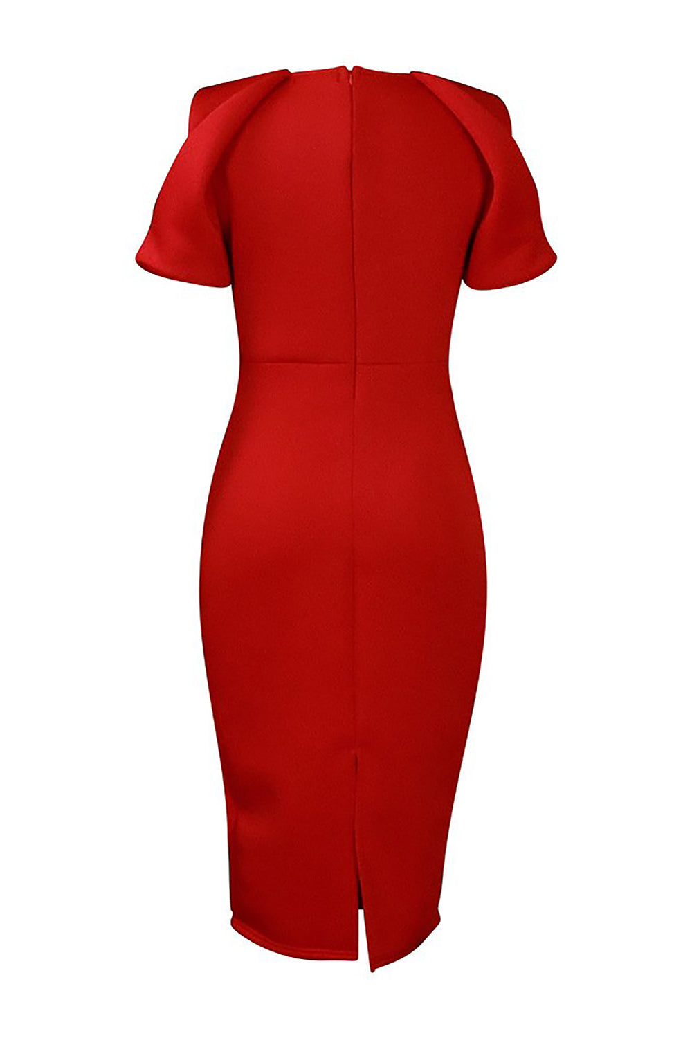 Bodycon Green Round Neck Cold Shoulder Work Dress