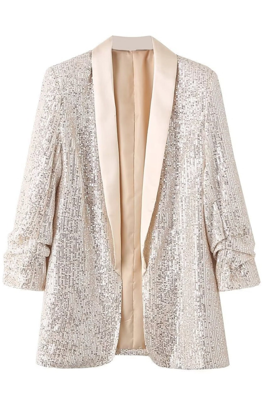 ZAPAKA Sparkly Champagne Sequin Formal Party Blazer For Women