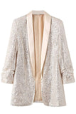 Sparkly Champagne Sequin Formal Party Blazer For Women