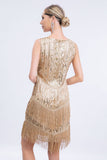 Black Fringed 1920s Gatsby Dress with Sequins