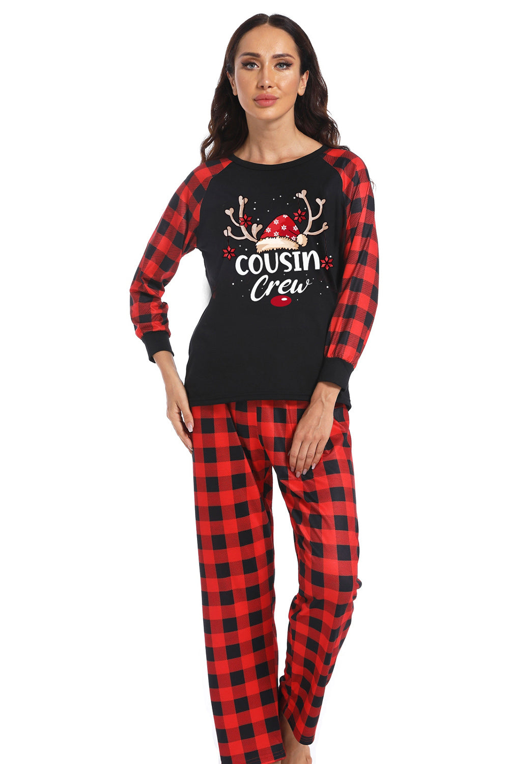 Print Family Christmas Pajamas with Red Plaid