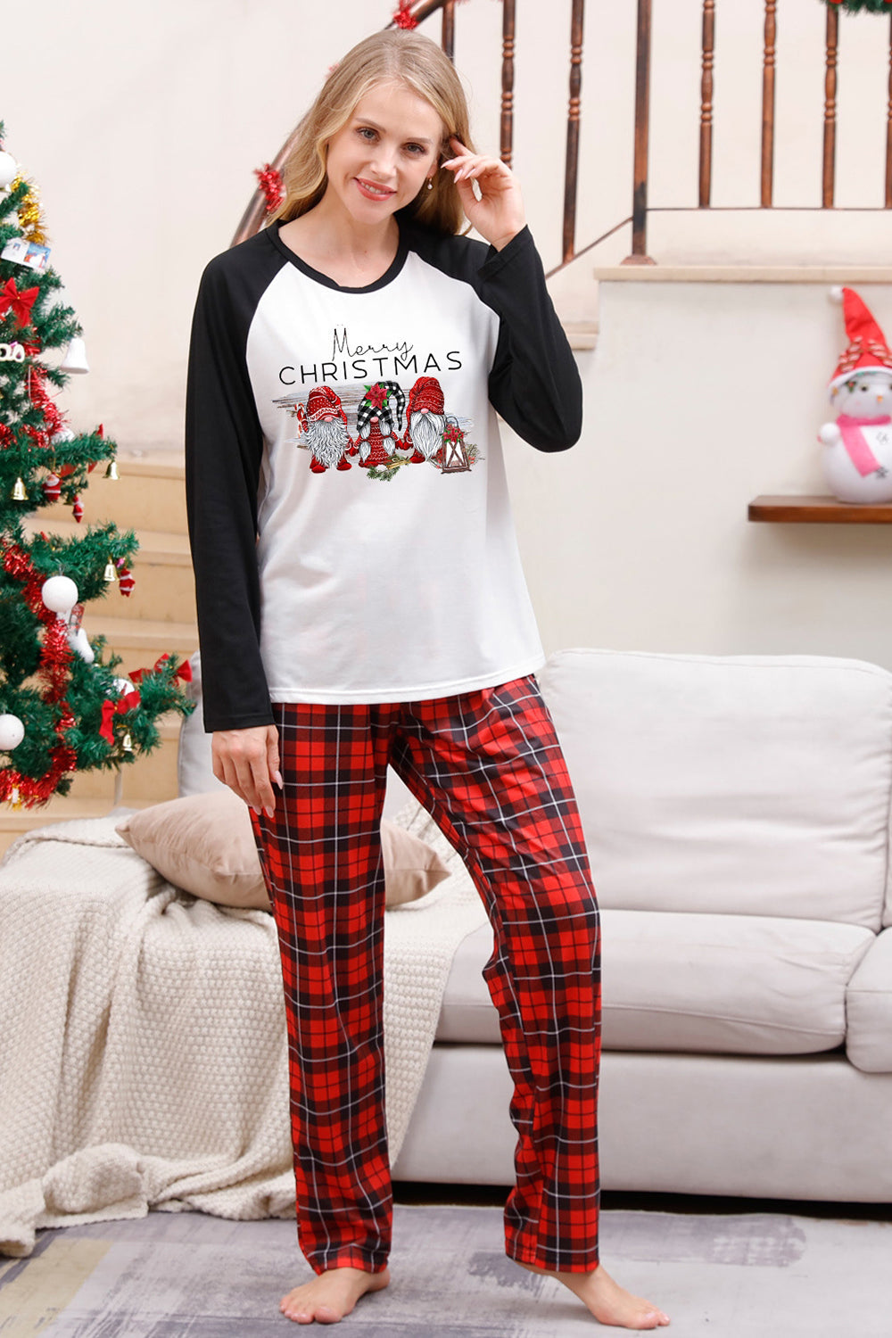 Long Sleeves Plaid Family Christmas Pajamas