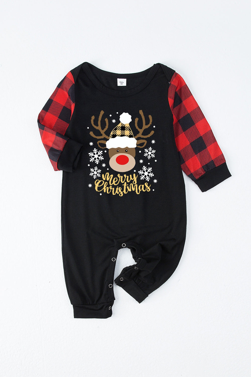 Red Plaid Christmas Fmaily Print Pajamas Sets with Dog