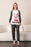 Dark Green Deer Christmas Family Pajamas Set