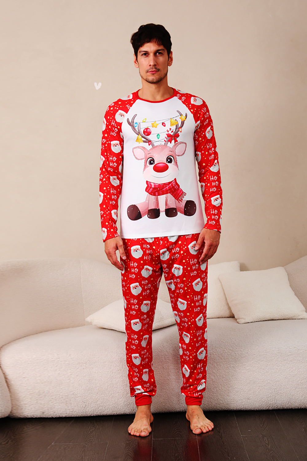 Red Deer Print Family Christmas Pajamas