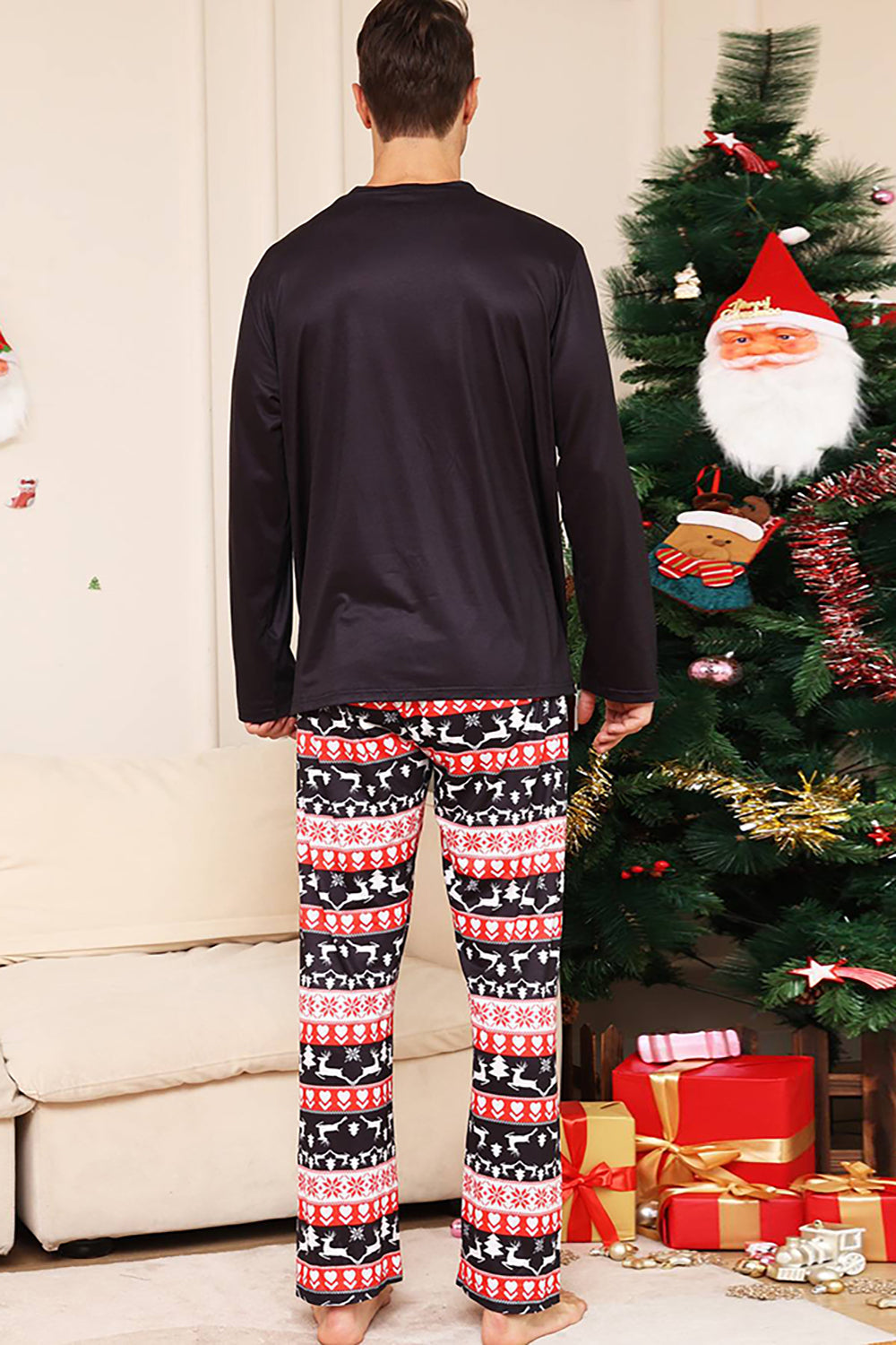 Christmas Black Deer and Snowflake Family Matching Pajamas Set