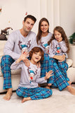 Grey Deer and Blue Plaid Christmas Family Matching Pajamas Set