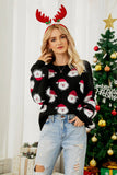 Black Christmas Santa Claus Knit Sweater with Long Sleeves