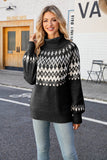 Christmas Coffee High Neck Pullover Knitted Sweater