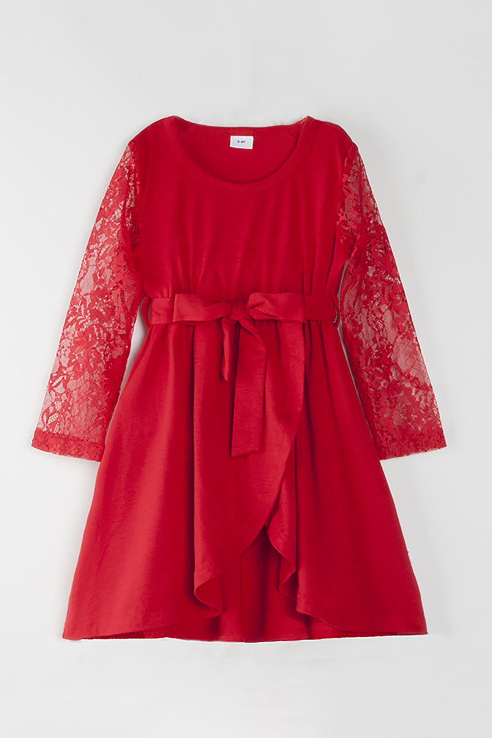 Red Lace Dresses and Long Sleeves T-Shirt Family Matching Outfits