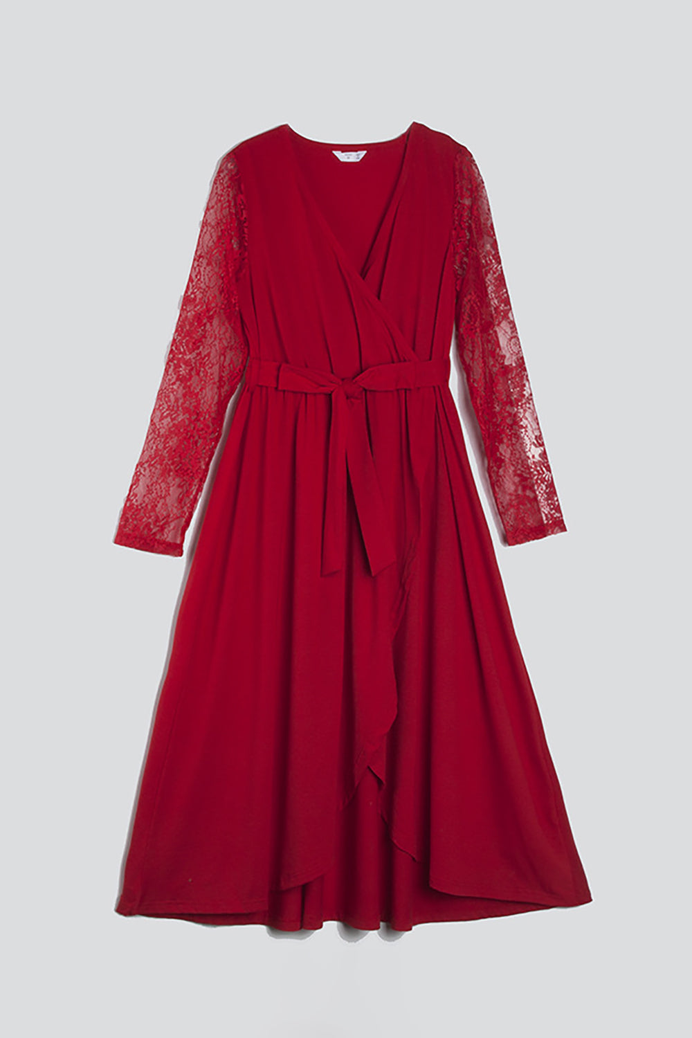 Red Lace Dresses and Long Sleeves T-Shirt Family Matching Outfits