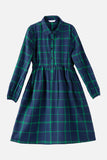 Dark Green Plaid Dresses and Long Sleeves T-Shirt Family Matching Outfits