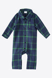 Dark Green Plaid Dresses and Long Sleeves T-Shirt Family Matching Outfits