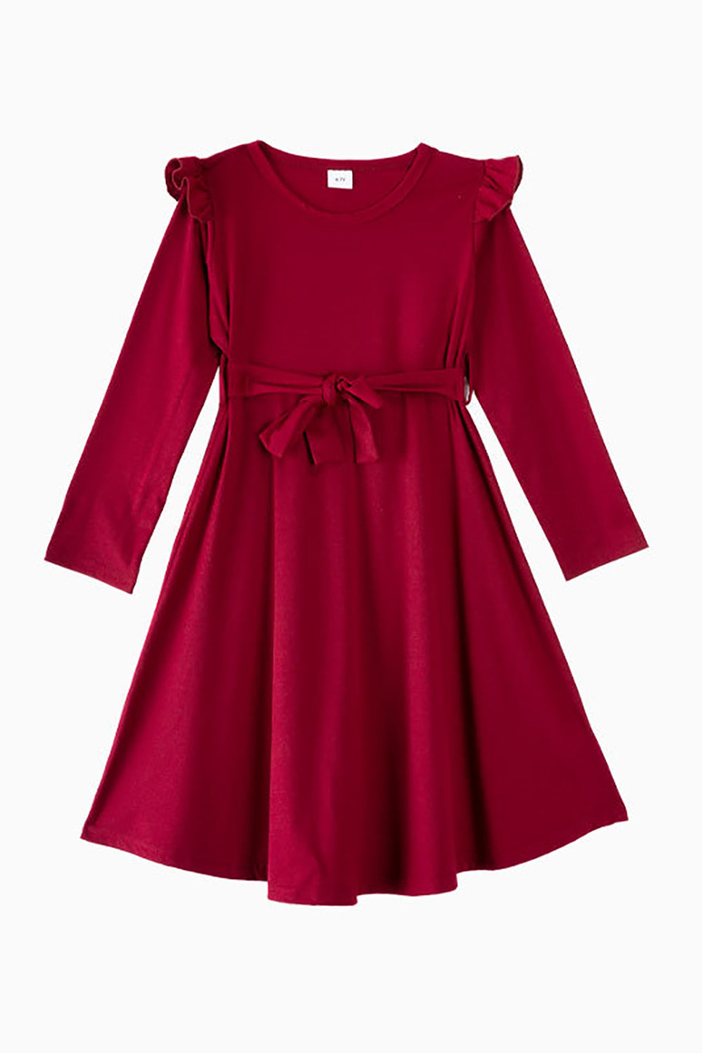 Burgundy Plaid Dresses and Long Sleeves T-Shirt Family Matching Outfits