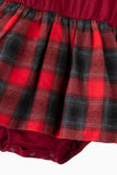 Burgundy Plaid Dresses and Long Sleeves T-Shirt Family Matching Outfits