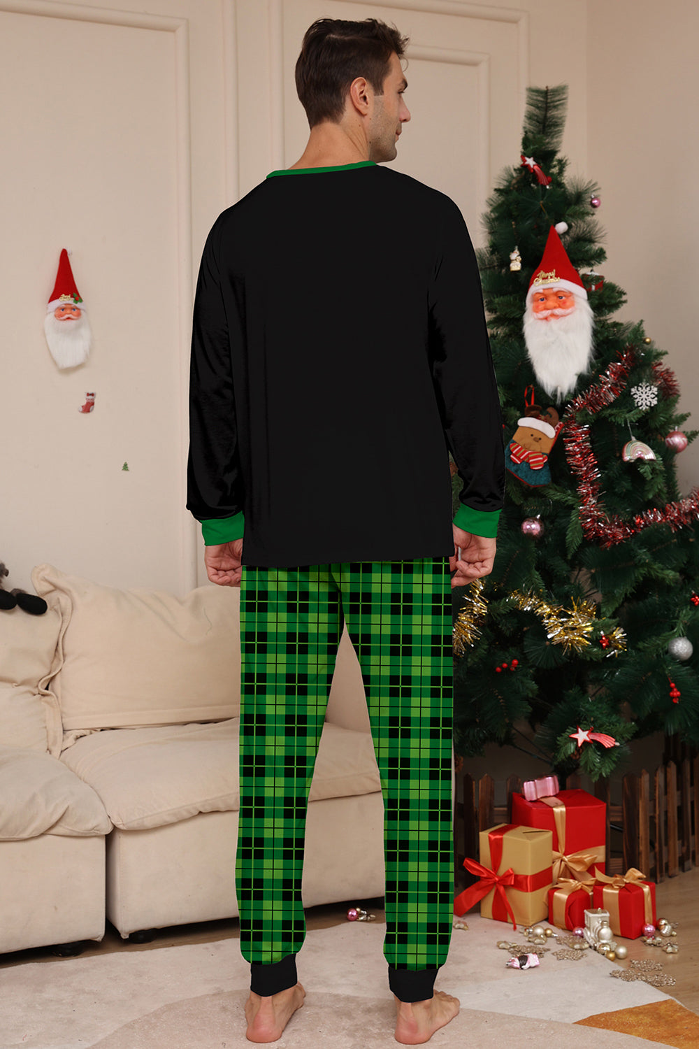 Christmas Family Wine Lover Dinosaur Print Pajamas Set