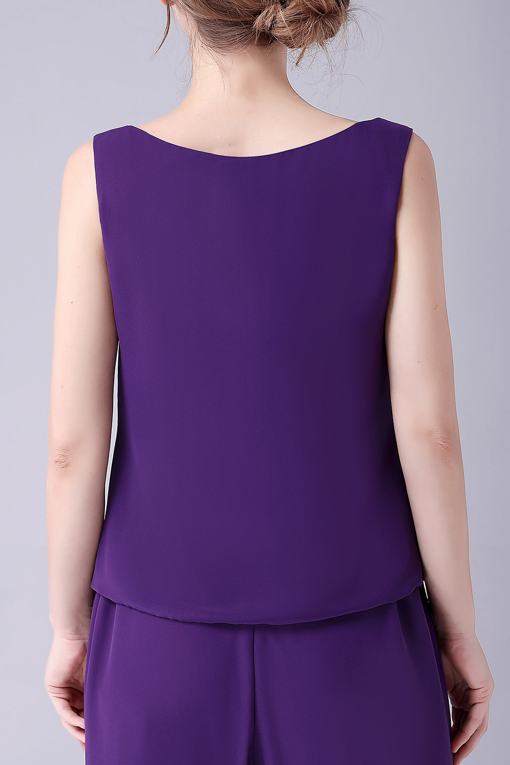 Purple Long Sleeves 3 Pieces Mother of the Bride Pant Suits