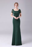 Dark Green Mermaid Square Neck Floor-Length Mother Of the Bride Dress
