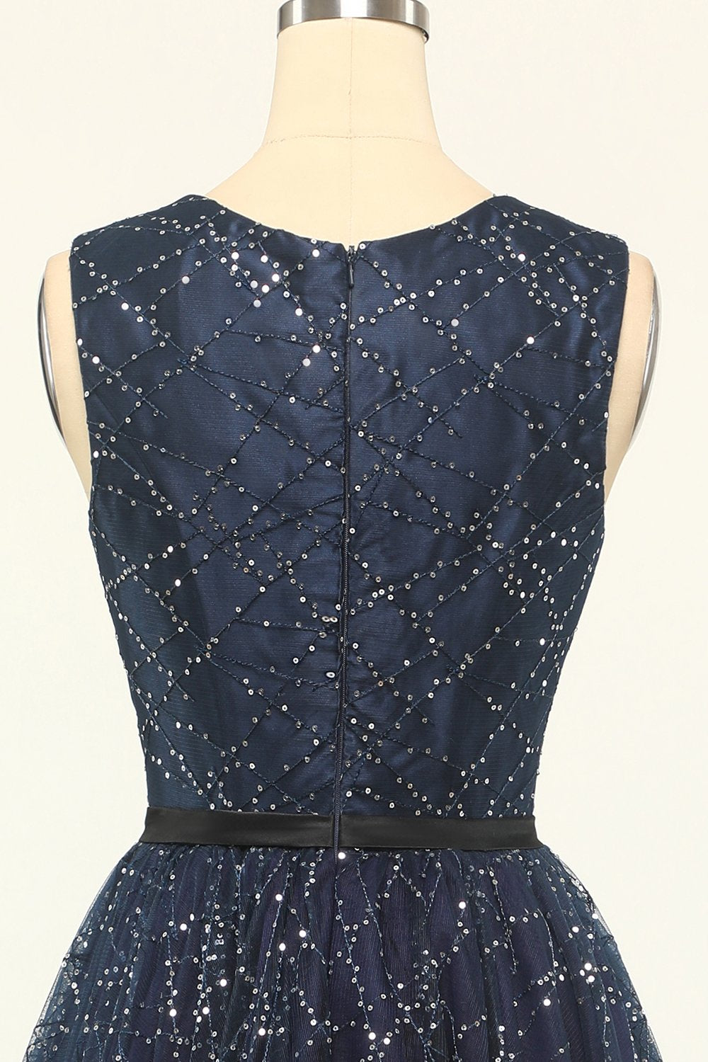 Glitter Navy Tulle Formal Dress