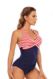 Stripes Halter One Piece Swimwear