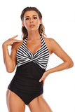 Stripes Halter One Piece Swimwear