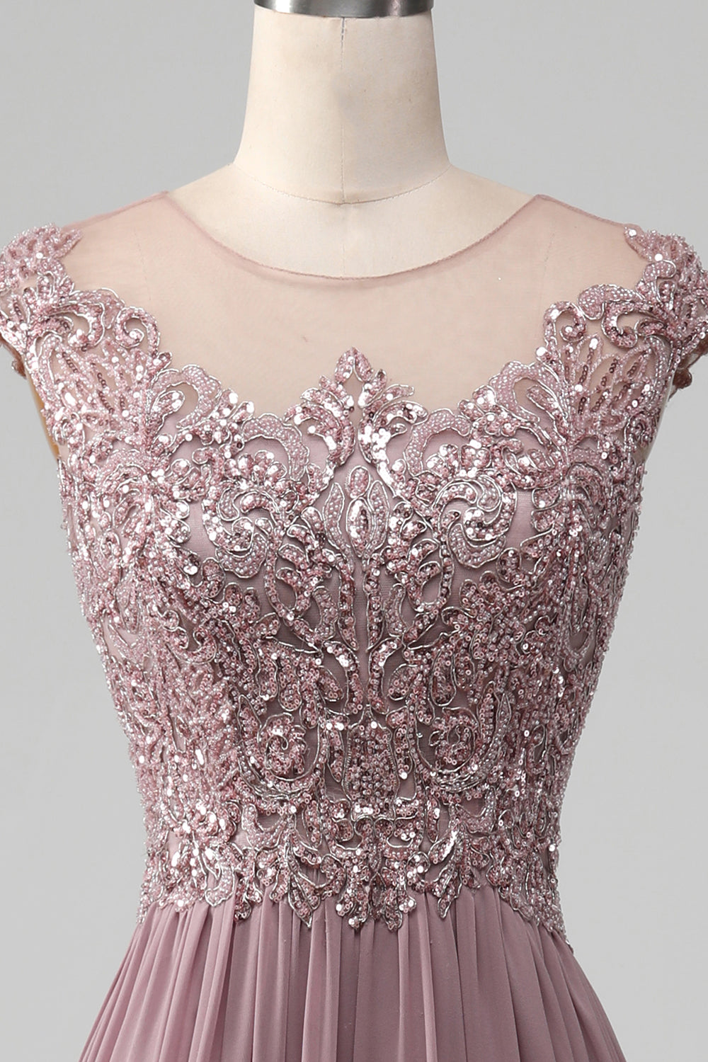 A-Line Beaded Blush Formal Dress
