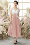 V Neck Appliques Mother of Bridal Dress Short Sleeves